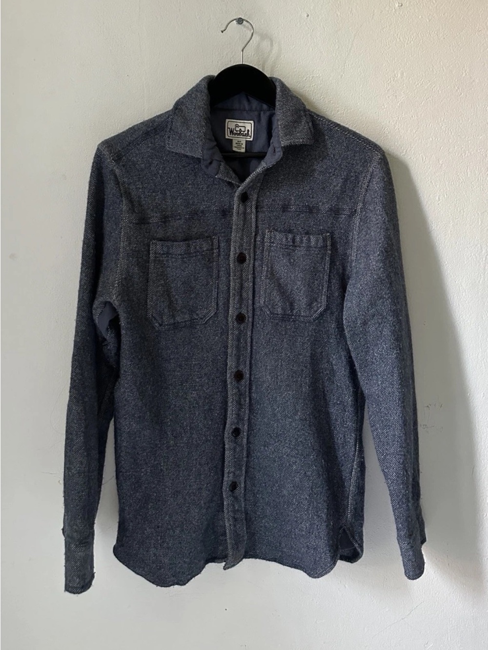 Woolrich Women's Blue Herringbone Wool Blend Shirt Jacket Shacket Small